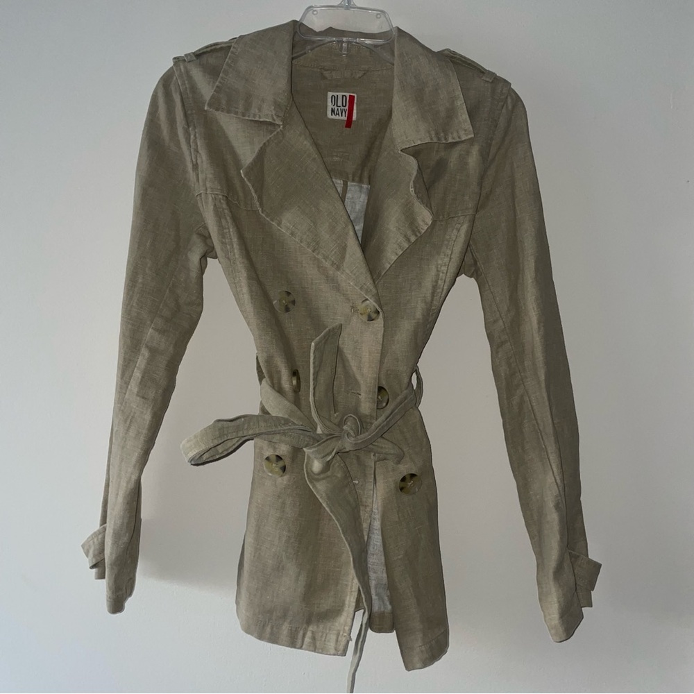 Vintage Old Navy Women's Khaki Cotton Blend Trench Coat